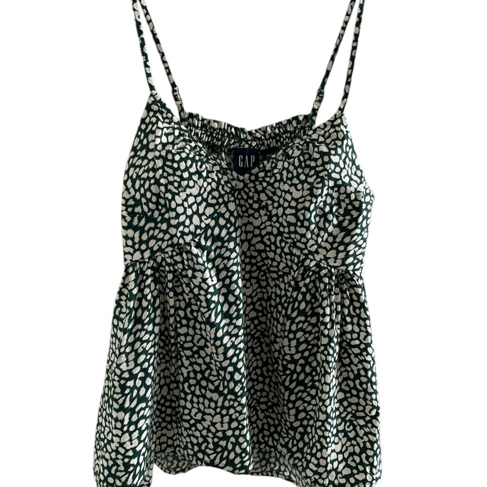 GAP Women's Green and White Spaghetti Strap Top NWT